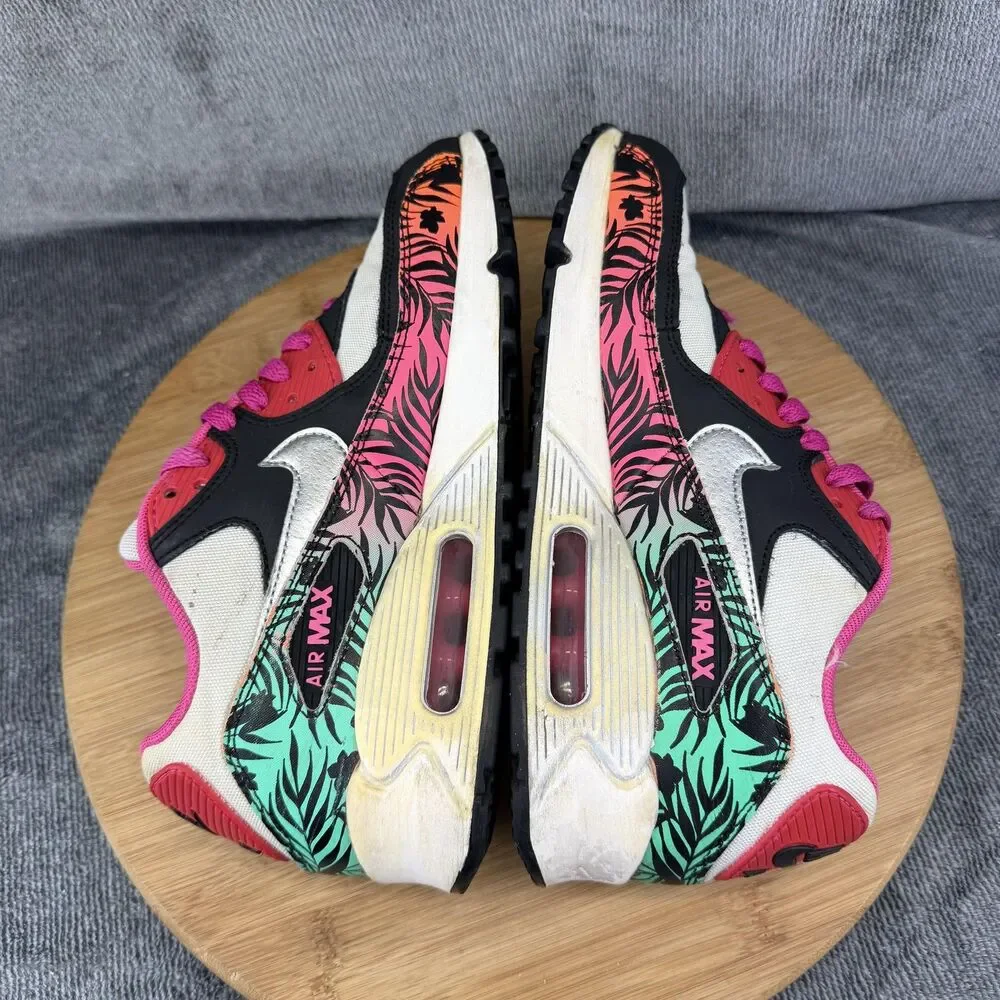 Nike Air Max 90 Shoes Girls Size 6.5Y Pink Tropical Floral Sneakers 704953-001